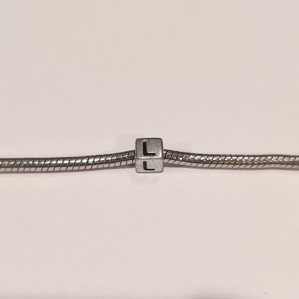 Silver L Spacer Charm for Pandora Style Bracelet